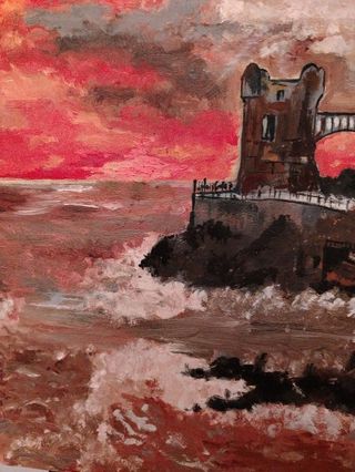 Dipinto Olio su Tela Paesaggio Marino