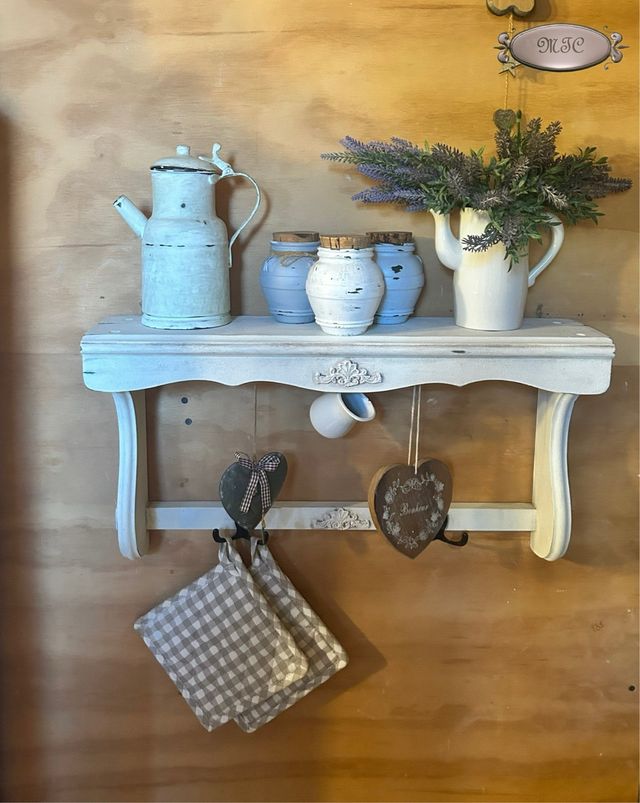 Mensola Shabby Chic Beige e Bianca