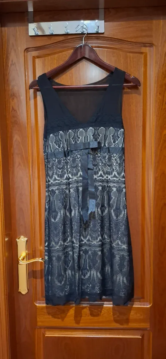 Vestido fiesta encaje lazo talla 40