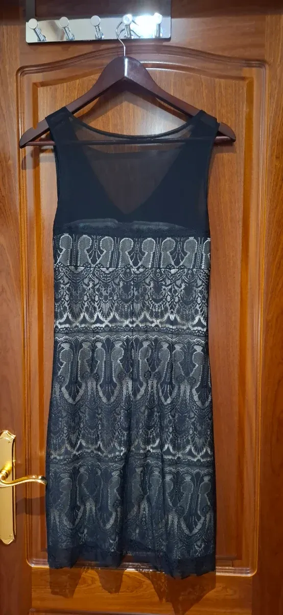 Vestido fiesta encaje lazo talla 40