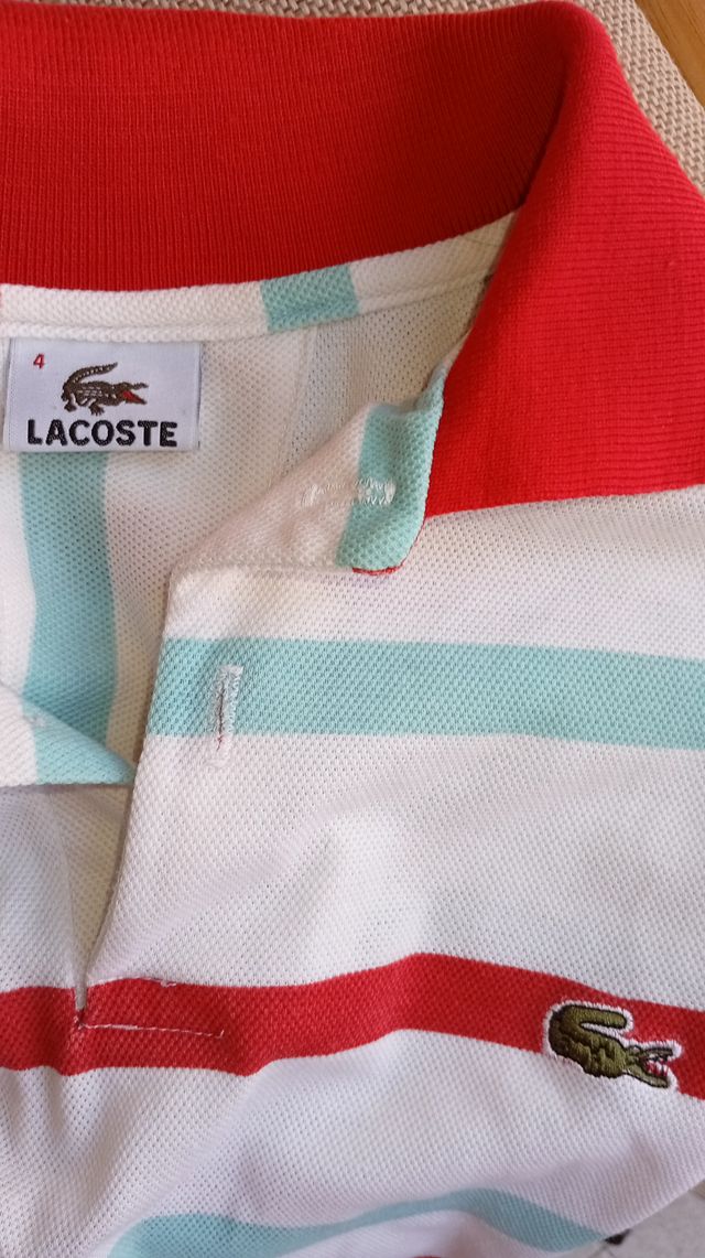 Polo Lacoste Rayas. Easy Blue, Cortefiel. Slim Fit