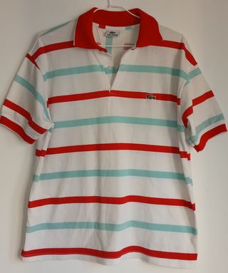 Polo Lacoste Rayas. Easy Blue, Cortefiel. Slim Fit