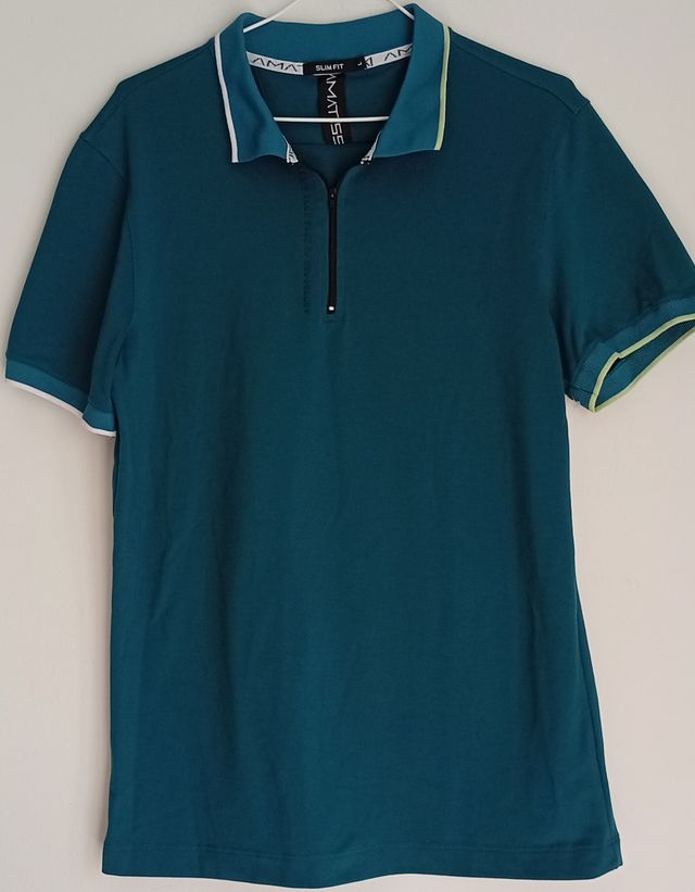 Polo Lacoste Rayas. Easy Blue, Cortefiel. Slim Fit