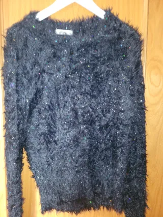 Jersey Zara Negro con Lentejuelas Multicolor