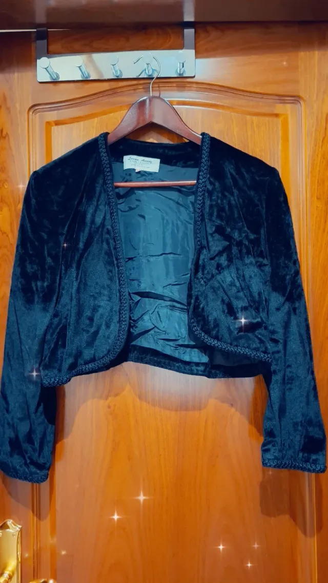 Vestido largo terciopelo negro con bolero