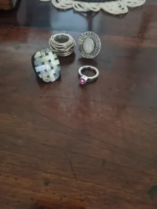 Set 4 Anelli Argento e Multicolore