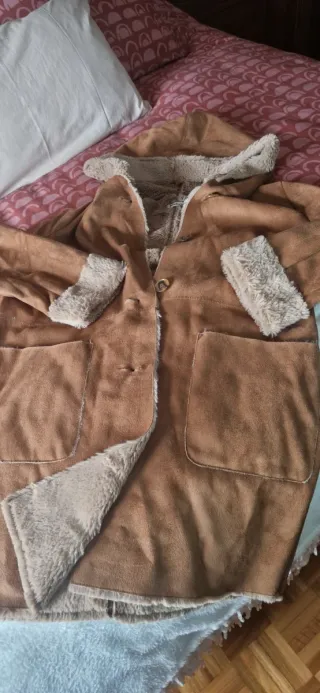 Abrigo ante marron claro con forro de pelo comodo