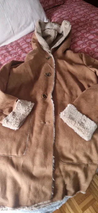 Abrigo ante marron claro con forro de pelo comodo