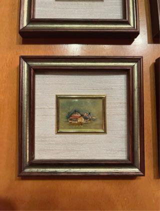 Set 4 Quadretti Foglia d'Oro