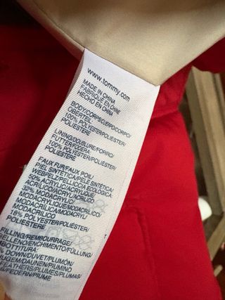 Abrigo Plumas Tommy Hilfiger Rojo