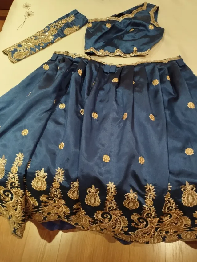 Traje comparsa/boato azul y dorado.Hecho a medida.