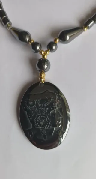 Gargantilla Hematites 40cm con Colgante