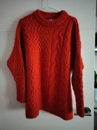 Jersey Mango Lana Naranja Trenzado