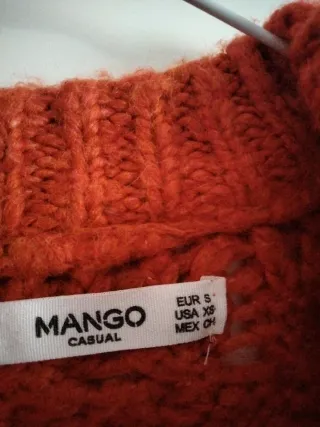 Jersey Mango Lana Naranja Trenzado