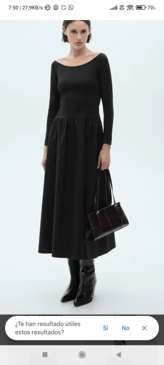 Vestido midi negro Mango Talla 38