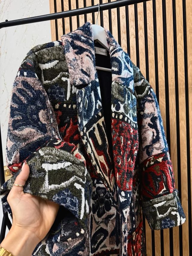 Abrigo patchwork multicolor talla única