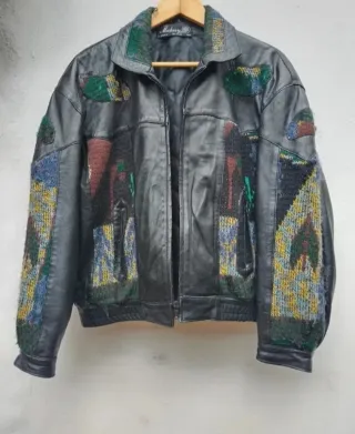 Chaqueta Cuero Vintage Mahasy Étnica Bohemia
