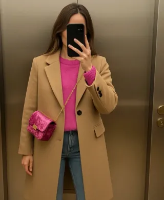 Maglione Mango fucsia oversize