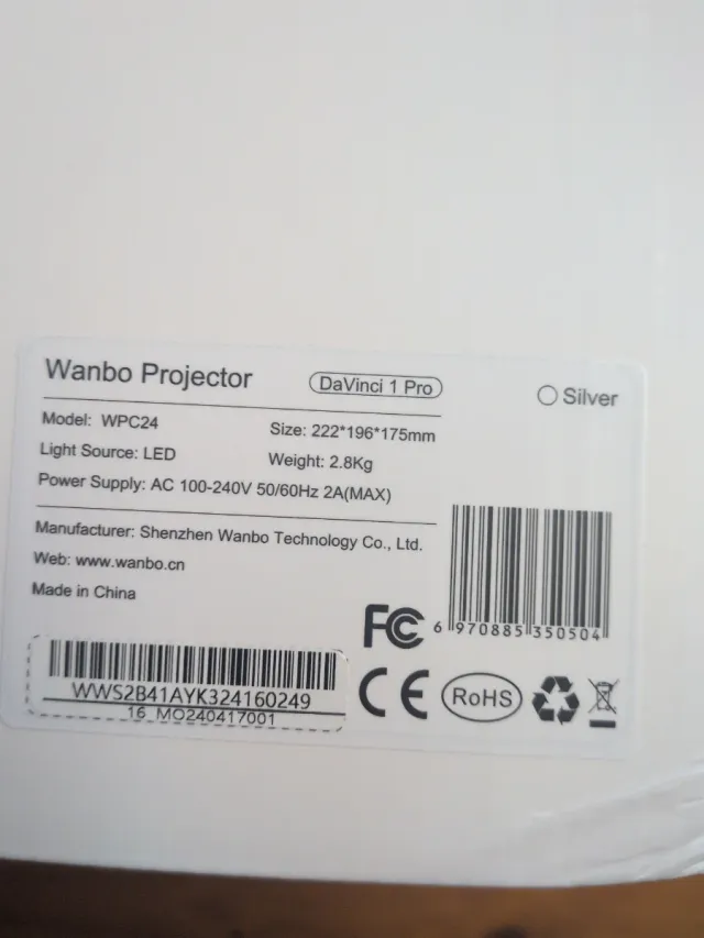 Proyector Wanbo Davinci 1 Pro Gris/Plata