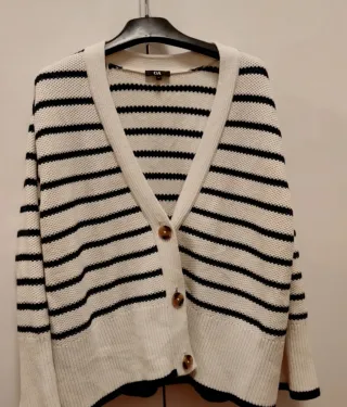 Cardigan C&A oversize righe bianche e blu