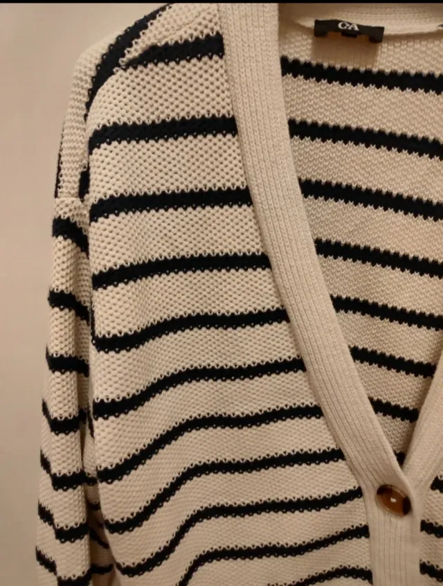 Cardigan C&A oversize righe bianche e blu