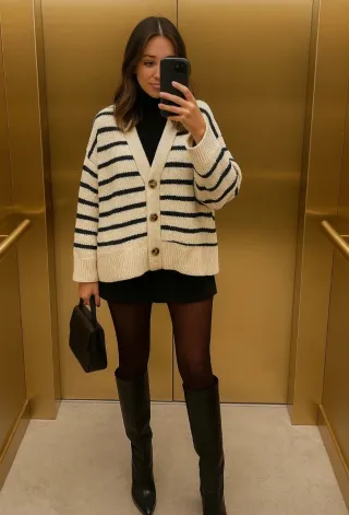 Cardigan C&A oversize righe bianche e blu