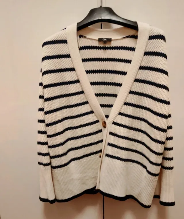 Cardigan C&A oversize righe bianche e blu