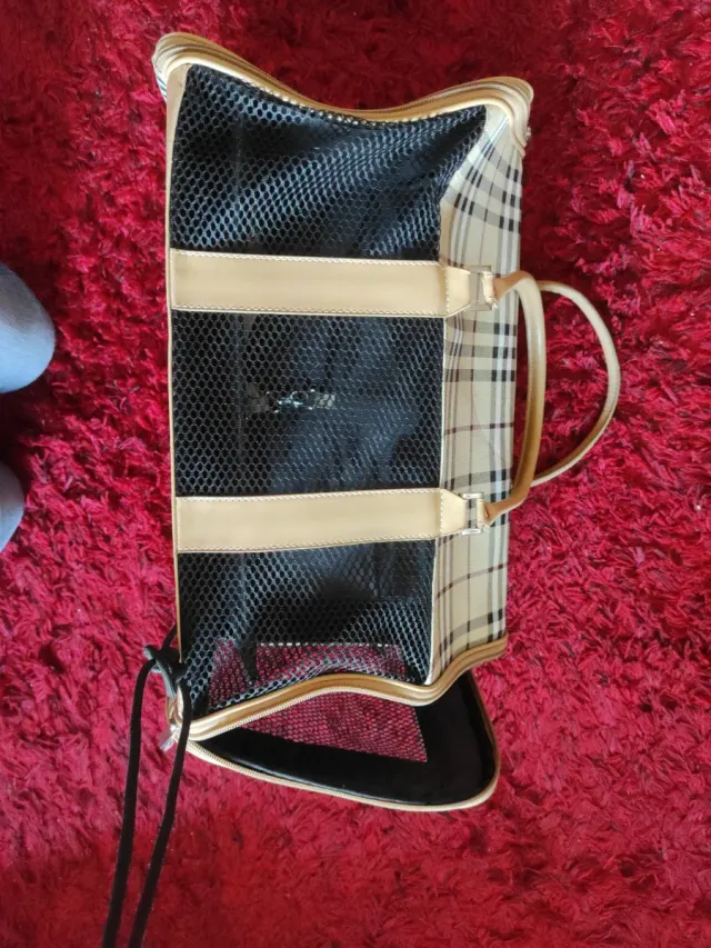 Transportín perro-gato beige y marrón