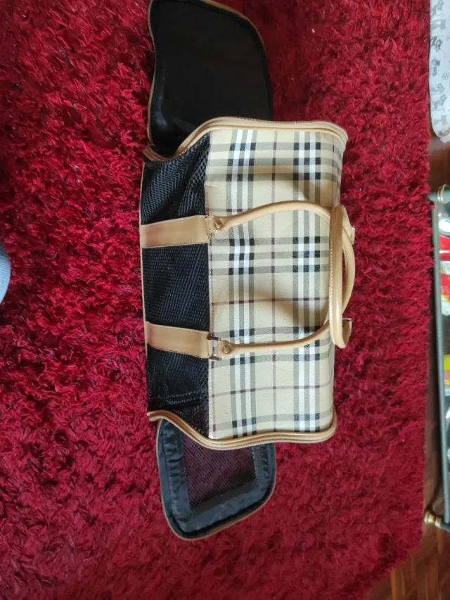 Transportín perro-gato beige y marrón