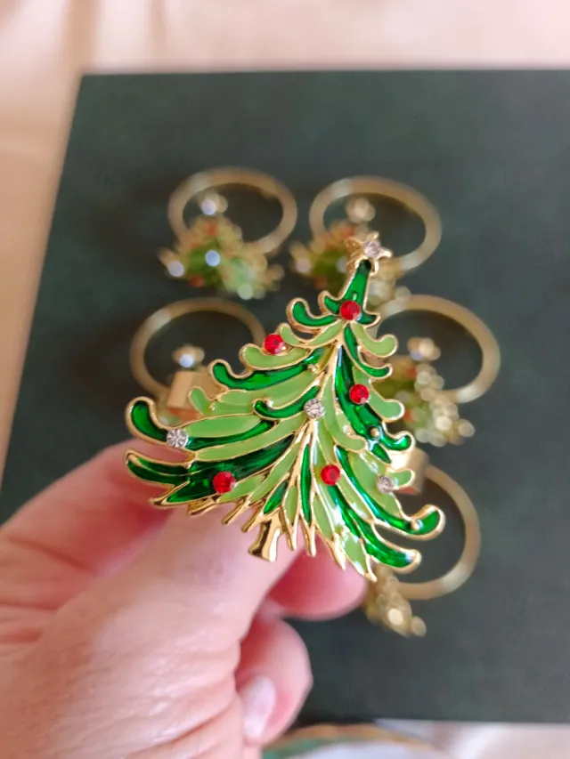 6 Servilleteros Árbol de Navidad Dorados