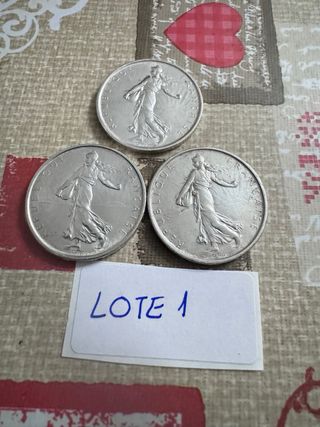 PLATA lote de 3 monedas de 5 francos