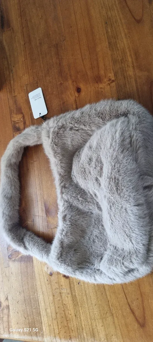 Borsa donna finta pelliccia grigia