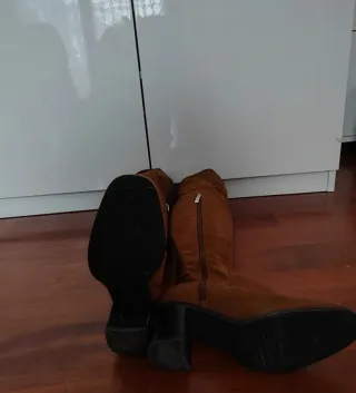 Stivali alti Zara camoscio marrone