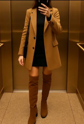 Stivali alti Zara camoscio marrone