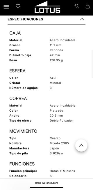 Reloj Lotus 18670/3 Nuevo