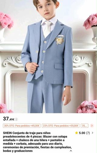 Conjunto traje niño 4 piezas azul