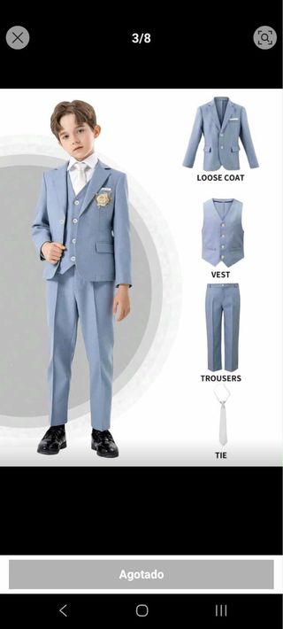 Conjunto traje niño 4 piezas azul