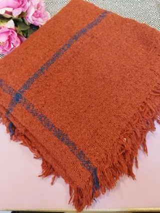 Ampia sciarpa aragosta con righe blu