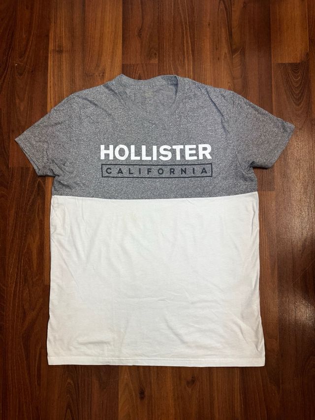 Camisa Hollister Gris y Blanca