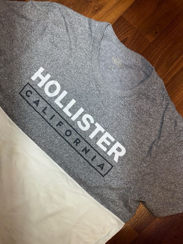 Camisa Hollister Gris y Blanca