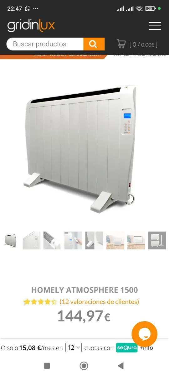 Convector eléctrico blanco
