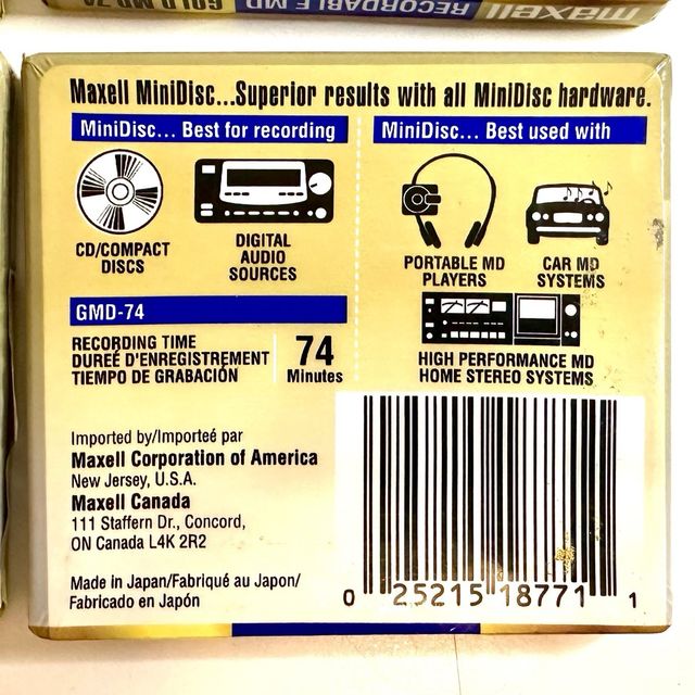 Lote 4 MiniDisc Maxell Gold 74 Minutos
