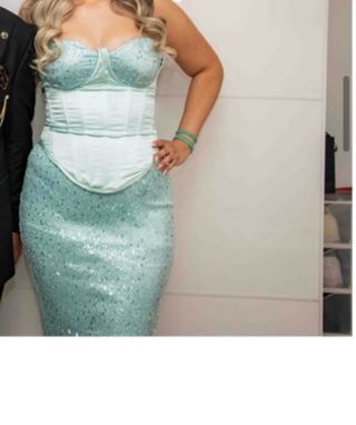 Vestido de fiesta verde azulado boda