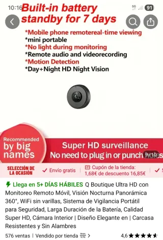 Cámara Vigilancia Q Boutique HD Nueva