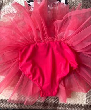 Vestido fiesta niña 4-5 años, cuadros y tul rosa