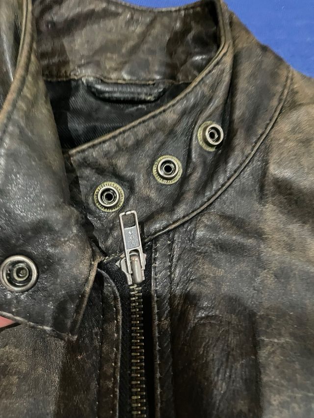 Chaqueta Cuero Mujer Negra Marrón