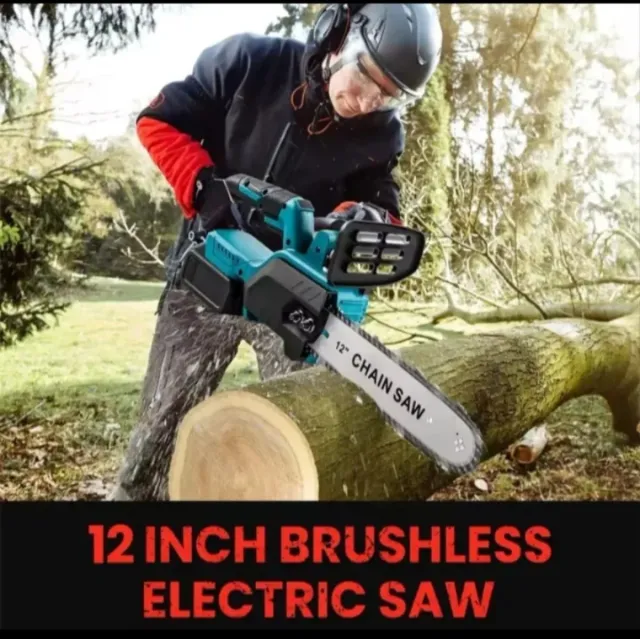 Motosserra Recarrregável de 12 Polegadas (2 Baterias)