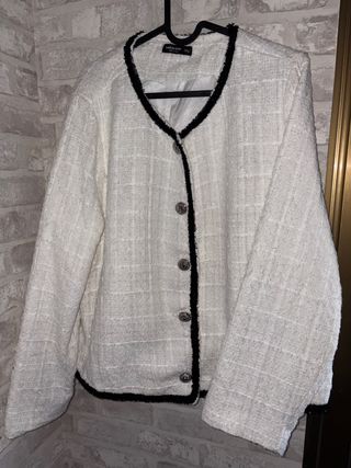 Chaqueta Tweed Blanca y Negra Talla XXL  XL tmb