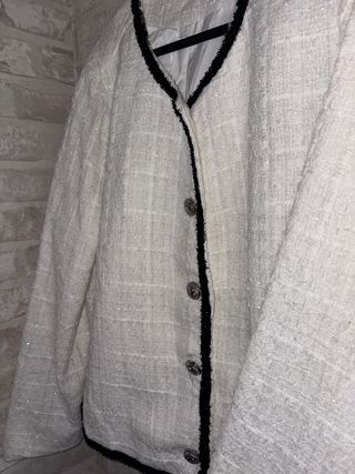 Chaqueta Tweed Blanca y Negra Talla XXL  XL tmb