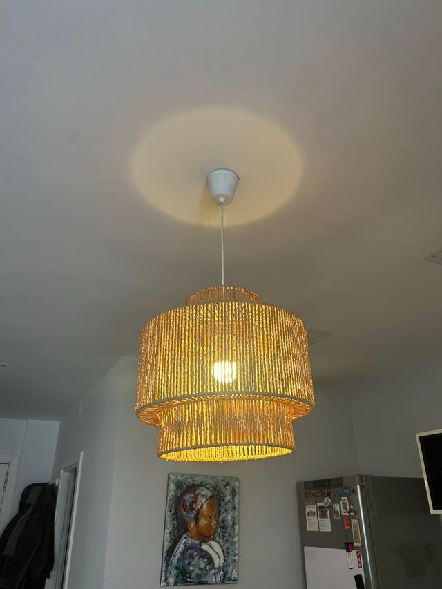 Lámpara de techo de mimbre